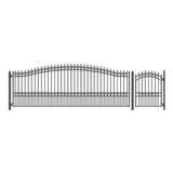 Aleko Steel Single Swing Driveway Gate - LONDON Style - 18 ft with Pedestrian Gate - 5 ft