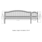 Aleko Steel Single Swing Driveway Gate - LONDON Style - 18 ft with Pedestrian Gate - 5 ft