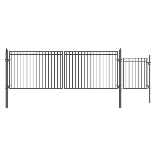 Aleko Steel Dual Swing Driveway Gate - MADRID Style - 18 ft with Pedestrian Gate - 5 ft