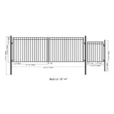 Aleko Steel Dual Swing Driveway Gate - MADRID Style - 18 ft with Pedestrian Gate - 5 ft