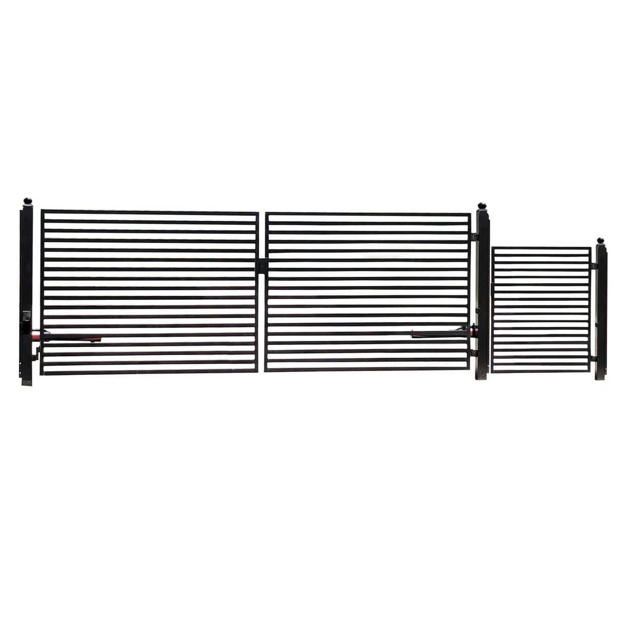 Aleko Steel Dual Swing Driveway Gate - MILAN Style - 18 ft with Pedestrian Gate - 5 ft