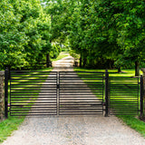 Aleko Steel Dual Swing Driveway Gate - MILAN Style - 18 ft with Pedestrian Gate - 5 ft