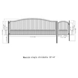 Aleko Steel Single Swing Driveway Gate - MUNICH Style - 18 ft with Pedestrian Gate - 5 ft