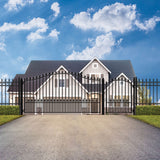 Aleko Steel Single Swing Driveway Gate - MUNICH Style - 18 ft with Pedestrian Gate - 5 ft