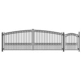 Aleko Steel Dual Swing Driveway Gate - PARIS Style - 18 ft with Pedestrian Gate - 5 ft