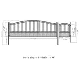 Aleko Steel Single Swing Driveway Gate - PARIS Style - 18 ft with Pedestrian Gate - 5 ft