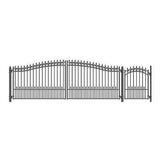 Aleko Steel Dual Swing Driveway Gate - PRAGUE Style - 18 ft with Pedestrian Gate - 5 ft