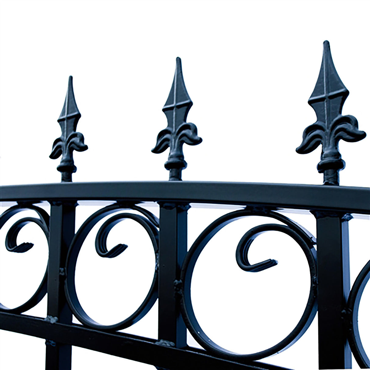 Aleko Steel Dual Swing Driveway Gate - PRAGUE Style - 18 ft with Pedestrian Gate - 5 ft