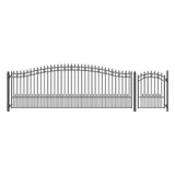 Aleko Steel Single Swing Driveway Gate - ST.LOUIS Style - 18 ft with Pedestrian Gate - 5 ft