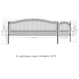 Aleko Steel Single Swing Driveway Gate - ST.LOUIS Style - 18 ft with Pedestrian Gate - 5 ft