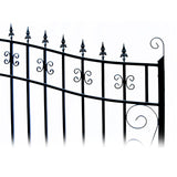 Aleko Steel Dual Swing Driveway Gate - VENICE Style - 18 ft with Pedestrian Gate - 5 ft