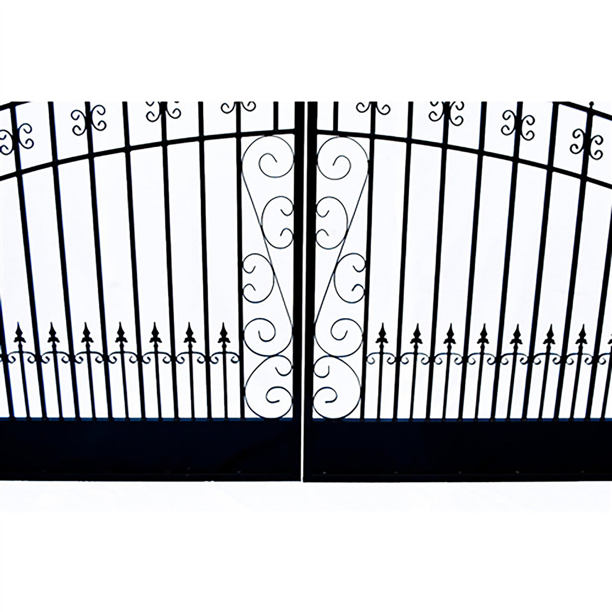 Aleko Steel Dual Swing Driveway Gate - VENICE Style - 18 ft with Pedestrian Gate - 5 ft