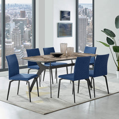 Andes/Lyon 7-Piece Dining Set - Modern MDF with Ceramic Top & Stylish Metal Base for Comfort & Elegance