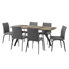 Andes/Lyon 7-Piece Dining Set - Modern MDF with Ceramic Top & Stylish Metal Base for Comfort & Elegance
