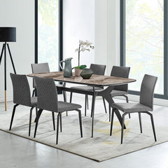 Andes/Lyon 7-Piece Dining Set - Modern MDF with Ceramic Top & Stylish Metal Base for Comfort & Elegance