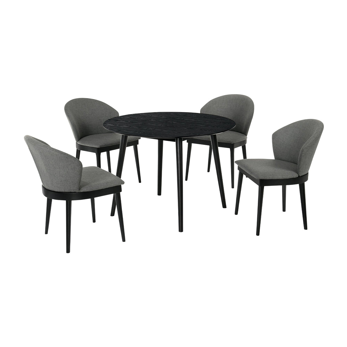 Arcadia/Juno Rubberwood Dining Set - Stylish 5-Piece Round Table with Ergonomic Chairs for Comfort
