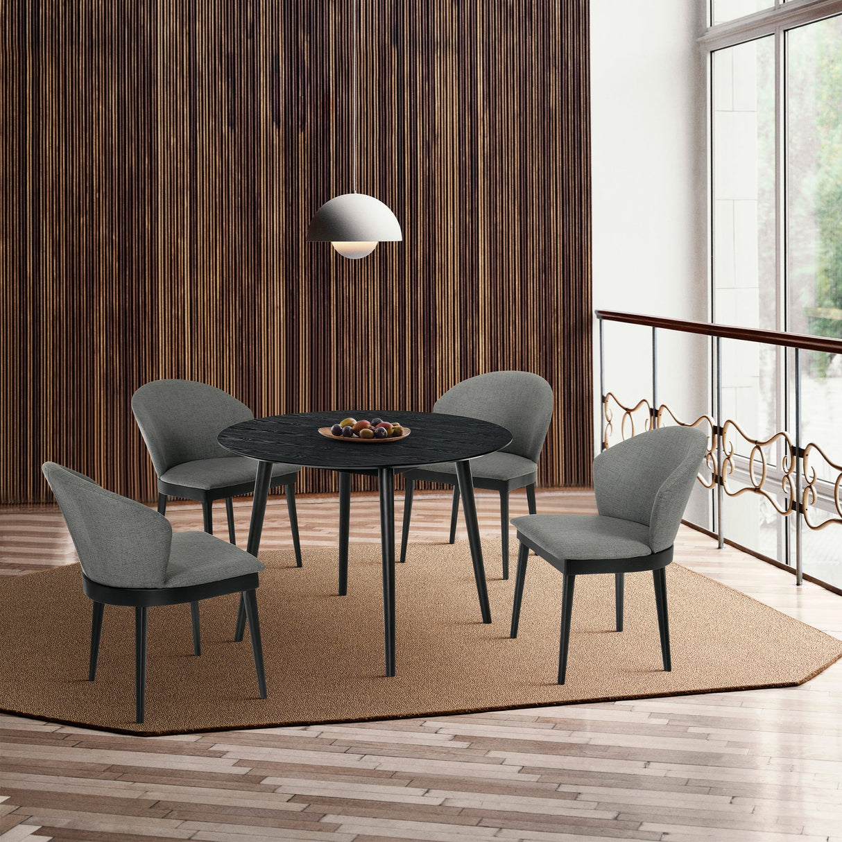 Arcadia/Juno Rubberwood Dining Set - Stylish 5-Piece Round Table with Ergonomic Chairs for Comfort