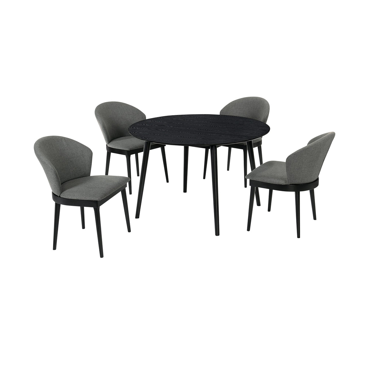 Arcadia/Juno Rubberwood Dining Set - Stylish 5-Piece Round Table with Ergonomic Chairs for Comfort