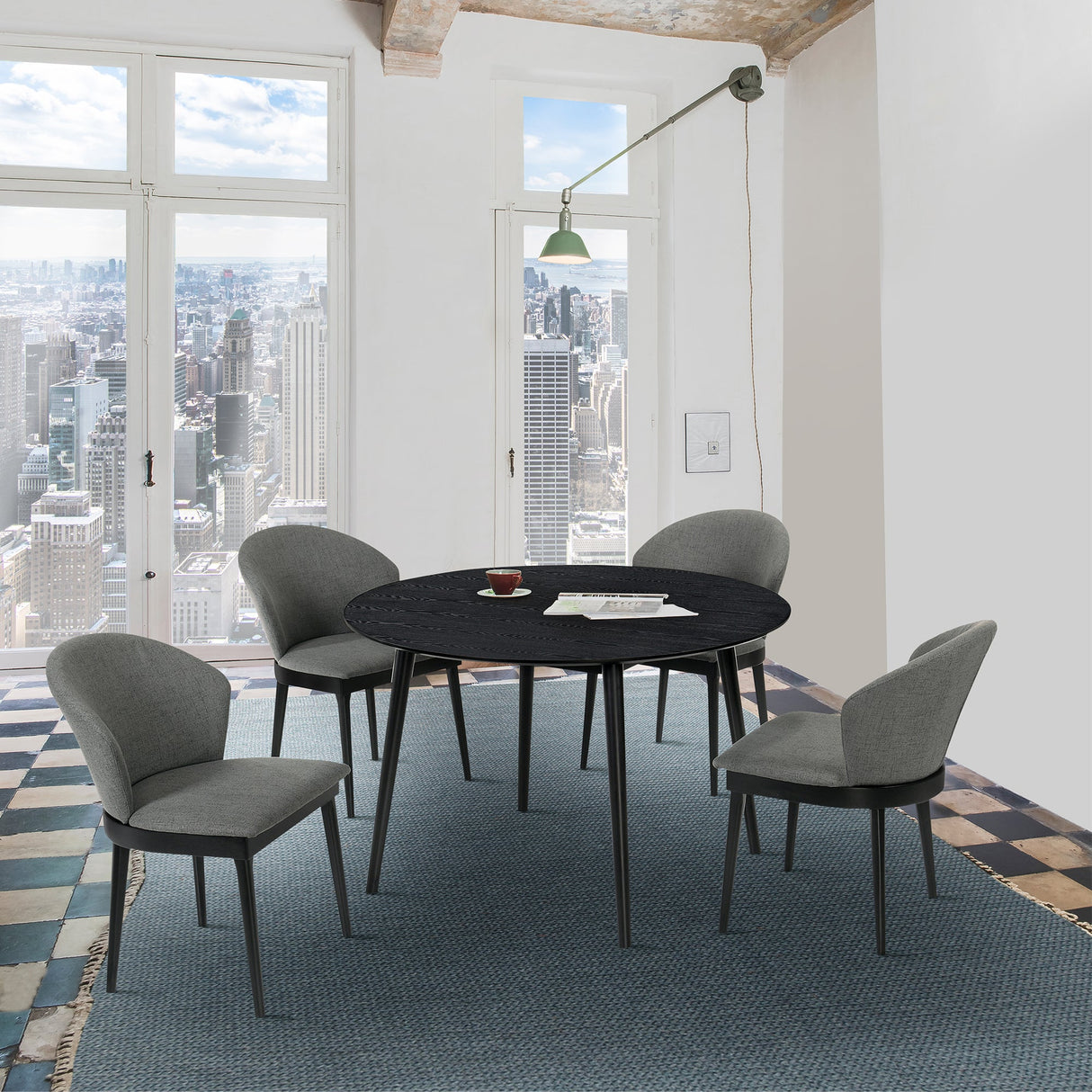 Arcadia/Juno Rubberwood Dining Set - Stylish 5-Piece Round Table with Ergonomic Chairs for Comfort