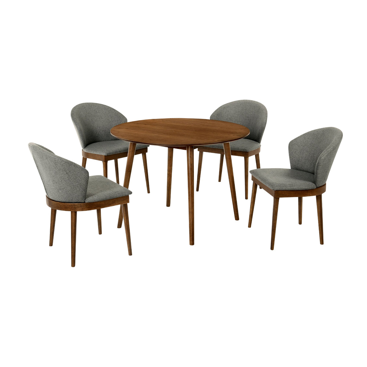 Arcadia/Juno Rubberwood Dining Set - Stylish 5-Piece Round Table with Ergonomic Chairs for Comfort