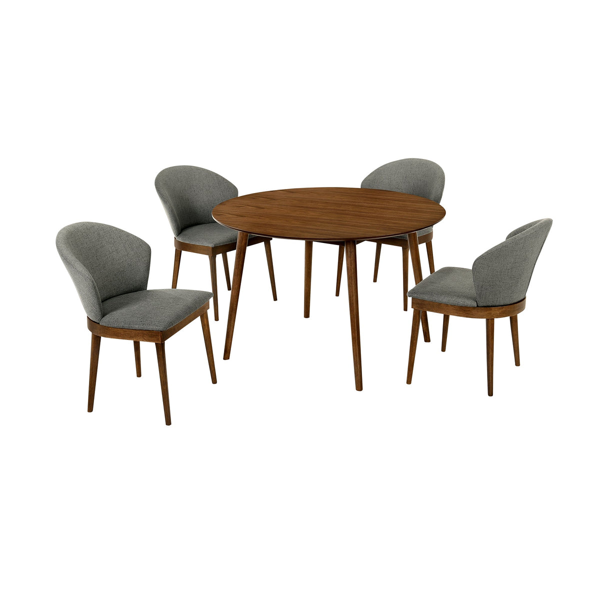 Arcadia/Juno Rubberwood Dining Set - Stylish 5-Piece Round Table with Ergonomic Chairs for Comfort