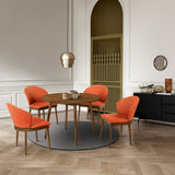 Arcadia/Juno Rubberwood Dining Set - Stylish 5-Piece Round Table with Ergonomic Chairs for Comfort