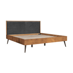 Coco 3-Piece Bedroom Set with Rustic Balsamico Finish, Upholstered Platform Bed & Nightstands