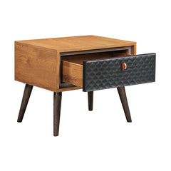 Coco 3-Piece Bedroom Set with Rustic Balsamico Finish, Upholstered Platform Bed & Nightstands