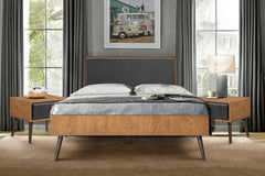 Coco 3-Piece Bedroom Set with Rustic Balsamico Finish, Upholstered Platform Bed & Nightstands