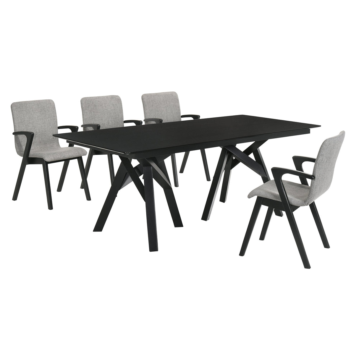 Cortina Mid-Century 5-Piece Dining Set with Stylish Gray Upholstery for Comfortable Family Gatherings