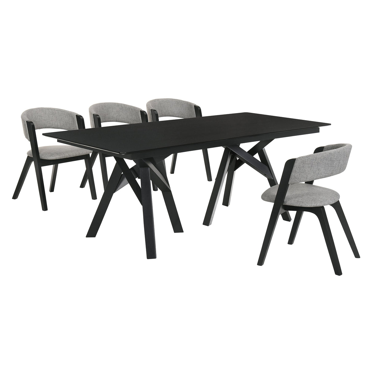 Cortina Mid-Century 5-Piece Dining Set with Stylish Gray Upholstery for Comfortable Family Gatherings