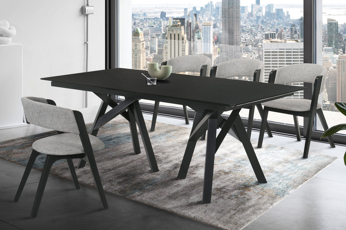Cortina Mid-Century 5-Piece Dining Set with Stylish Gray Upholstery for Comfortable Family Gatherings