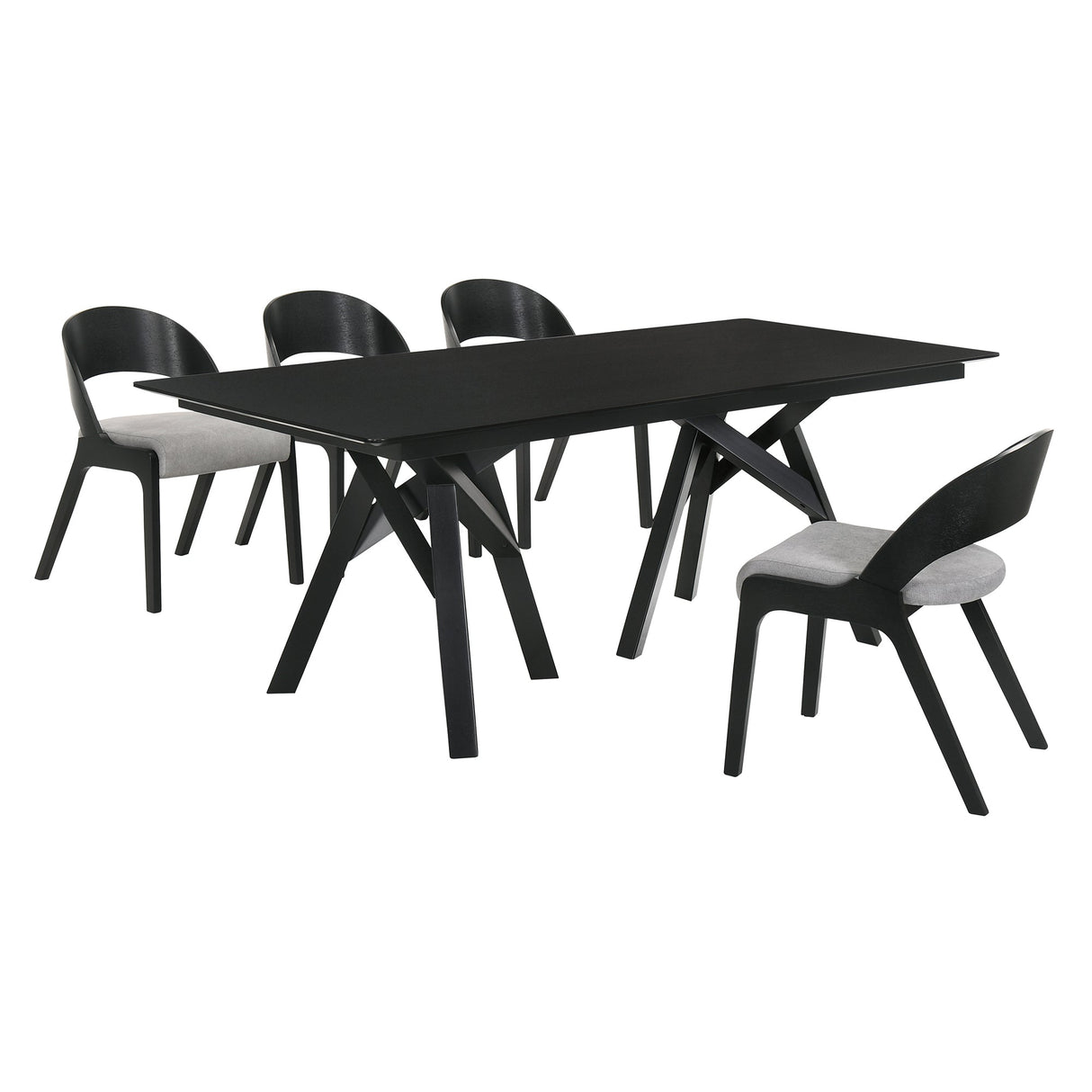 Cortina Mid-Century 5-Piece Dining Set with Stylish Gray Upholstery for Comfortable Family Gatherings