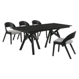 Cortina Mid-Century 5-Piece Dining Set with Stylish Gray Upholstery for Comfortable Family Gatherings