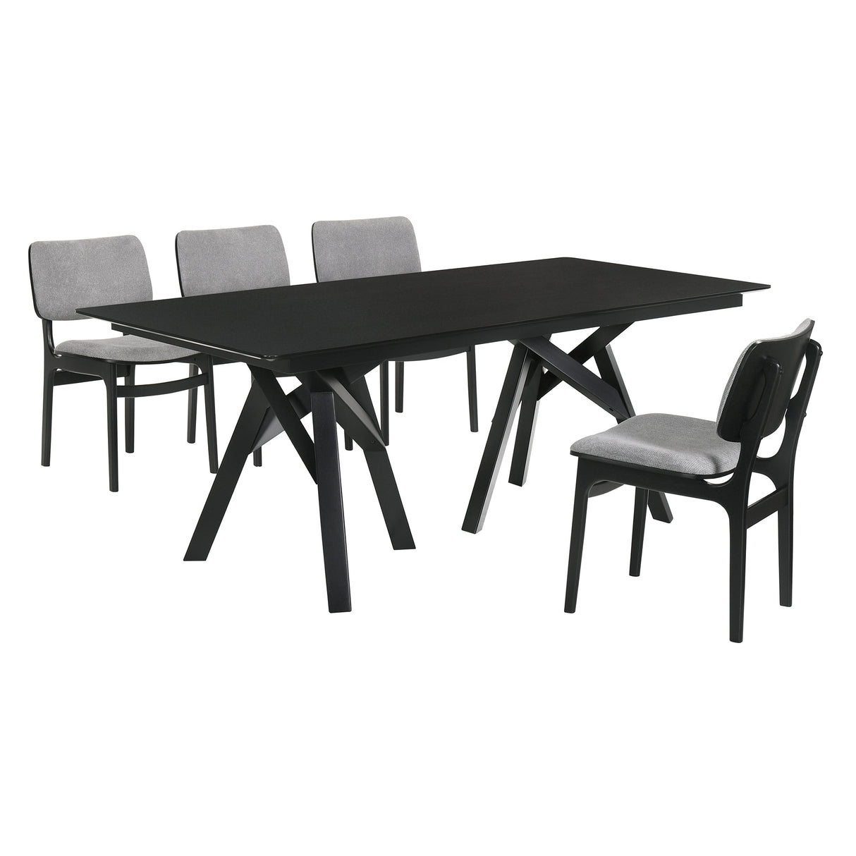 Cortina Mid-Century 5-Piece Dining Set with Stylish Gray Upholstery for Comfortable Family Gatherings