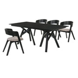 Cortina Mid-Century 5-Piece Dining Set with Stylish Gray Upholstery for Comfortable Family Gatherings