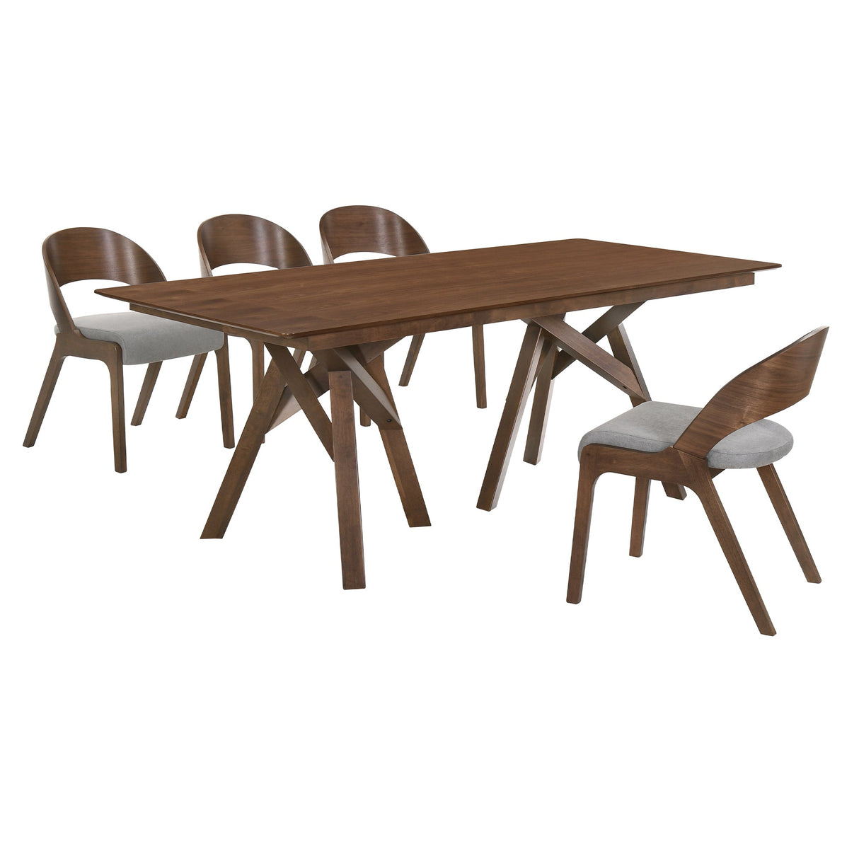 Cortina Mid-Century 5-Piece Dining Set with Stylish Gray Upholstery for Comfortable Family Gatherings