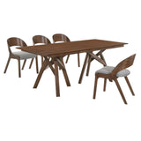 Cortina Mid-Century 5-Piece Dining Set with Stylish Gray Upholstery for Comfortable Family Gatherings