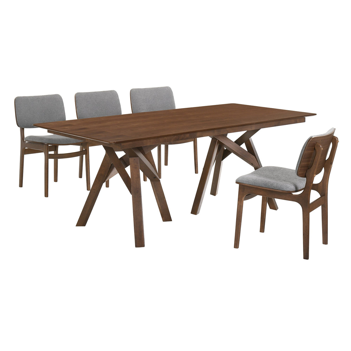 Cortina Mid-Century 5-Piece Dining Set with Stylish Gray Upholstery for Comfortable Family Gatherings