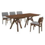 Cortina Mid-Century 5-Piece Dining Set with Stylish Gray Upholstery for Comfortable Family Gatherings