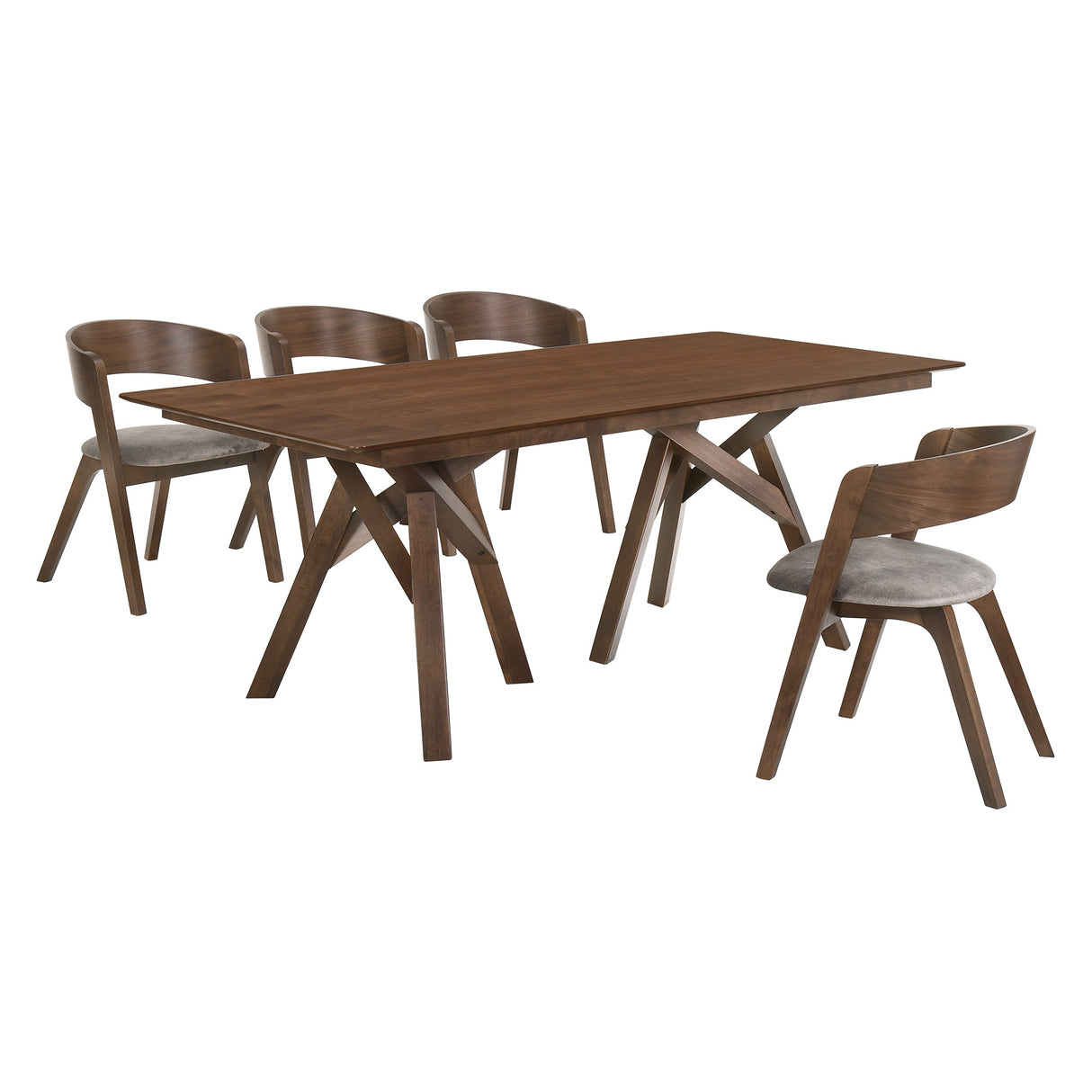 Cortina Mid-Century 5-Piece Dining Set with Stylish Gray Upholstery for Comfortable Family Gatherings