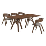 Cortina Mid-Century 5-Piece Dining Set with Stylish Gray Upholstery for Comfortable Family Gatherings