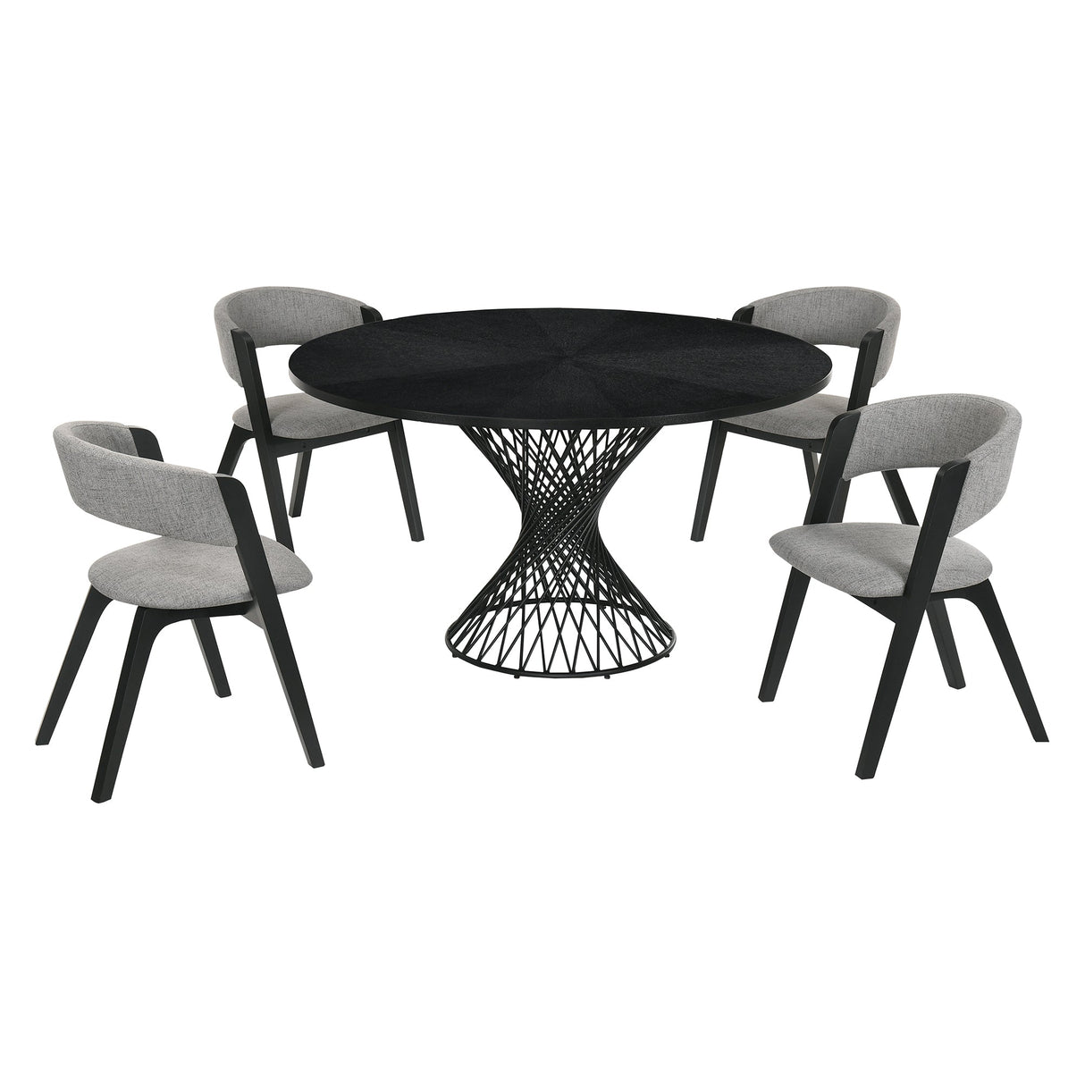 Cirque Mid-Century Dining Set - 5-Piece Comfort & Style with Round Table and Plush Chairs Included