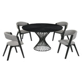 Cirque Mid-Century Dining Set - 5-Piece Comfort & Style with Round Table and Plush Chairs Included