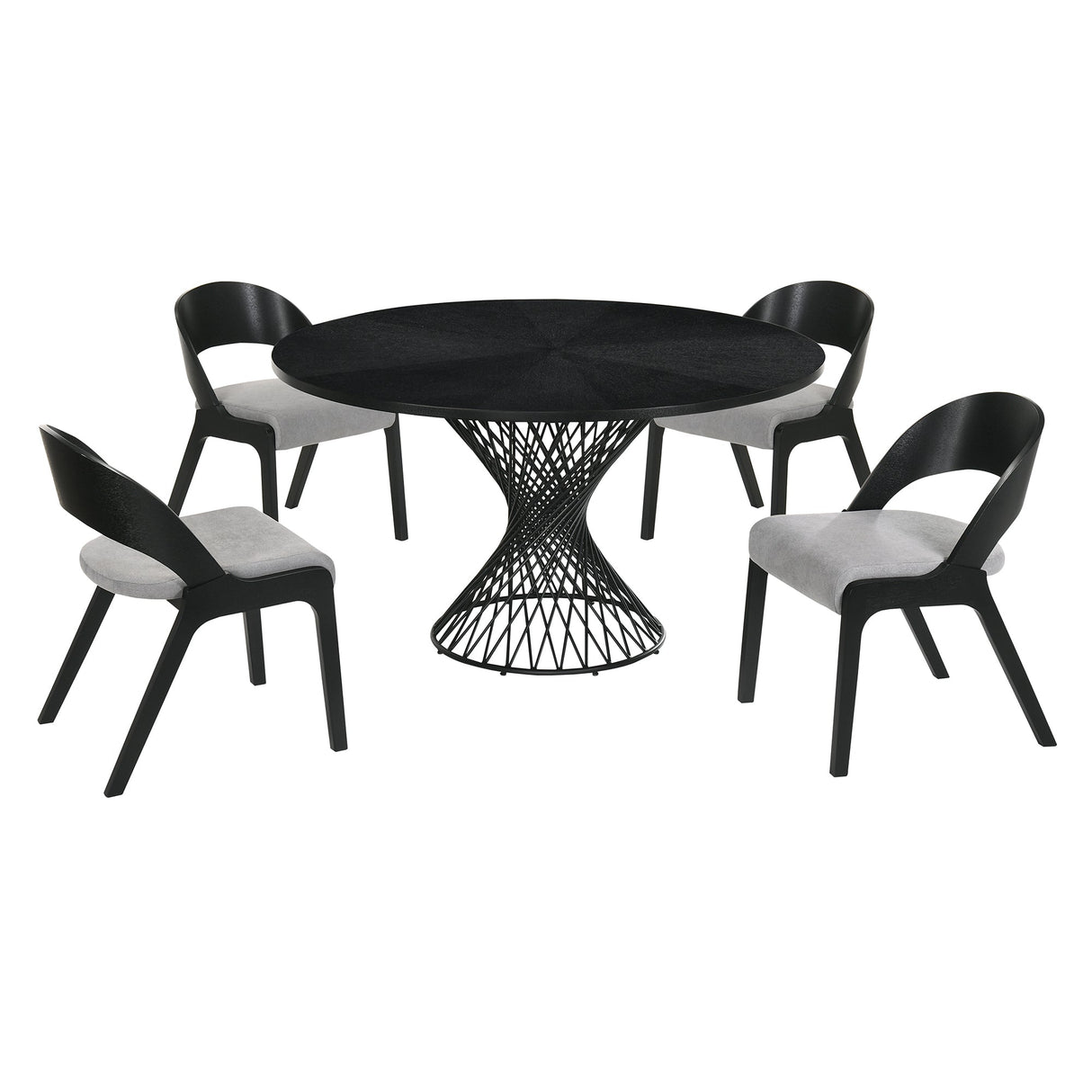Cirque Mid-Century Dining Set - 5-Piece Comfort & Style with Round Table and Plush Chairs Included