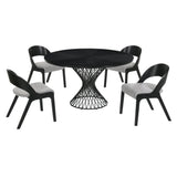 Cirque Mid-Century Dining Set - 5-Piece Comfort & Style with Round Table and Plush Chairs Included