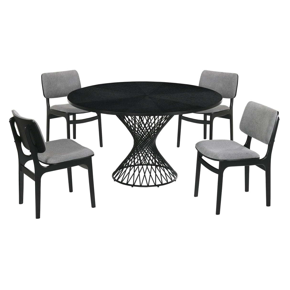 Cirque Mid-Century Dining Set - 5-Piece Comfort & Style with Round Table and Plush Chairs Included