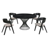 Cirque Mid-Century Dining Set - 5-Piece Comfort & Style with Round Table and Plush Chairs Included