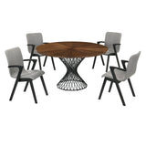Cirque Mid-Century Dining Set - 5-Piece Comfort & Style with Round Table and Plush Chairs Included