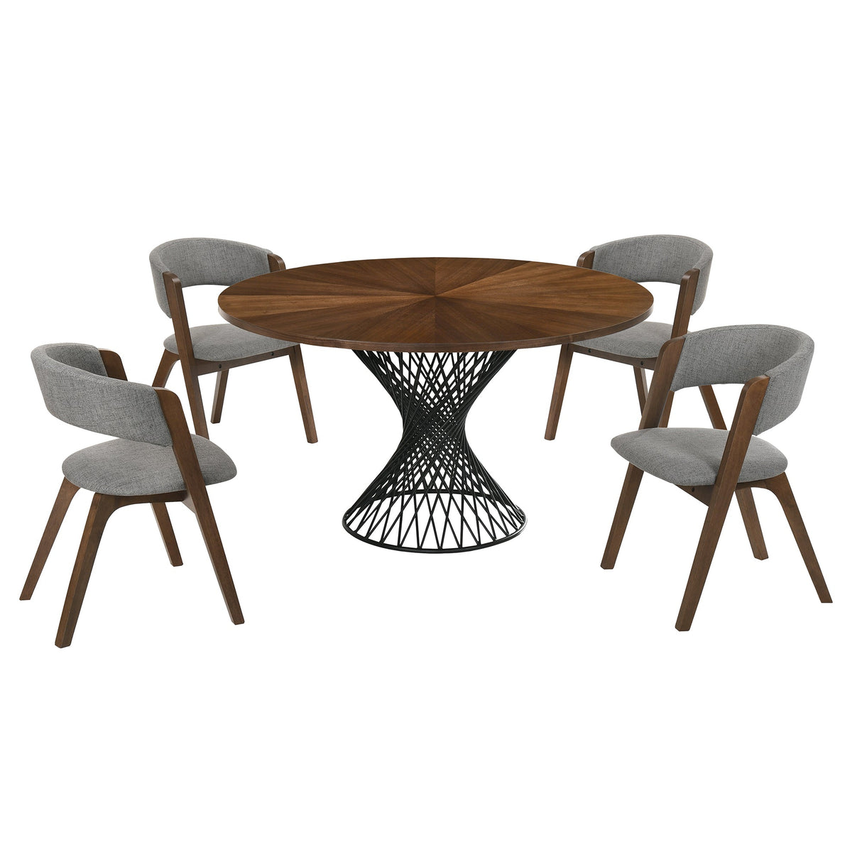 Cirque Mid-Century Dining Set - 5-Piece Comfort & Style with Round Table and Plush Chairs Included